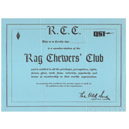 Rag Chewers club card