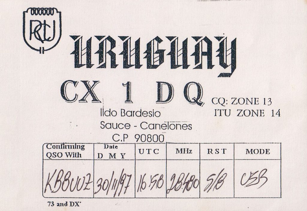 Uruguay QSL Card