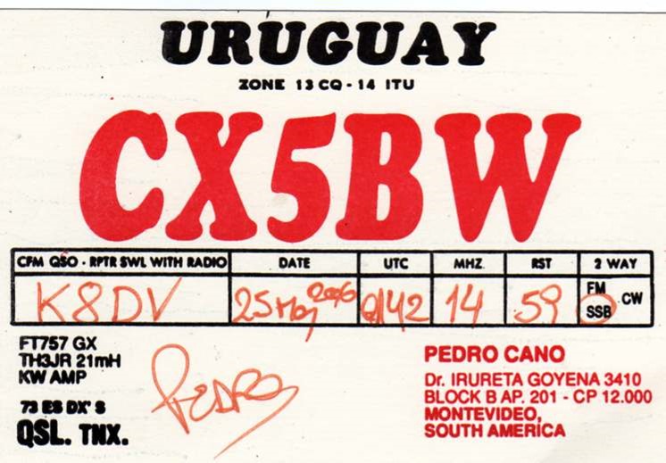 Uruguay QSL Card