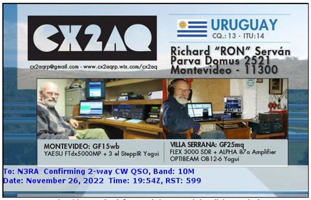 Uruguay QSL Card