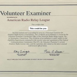 ARRL Volunteer participation certificate