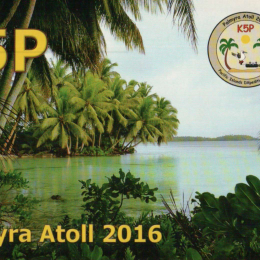 K5P ham radio qsl card from palmyra atoll, front