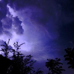 Lightning storm with clouds