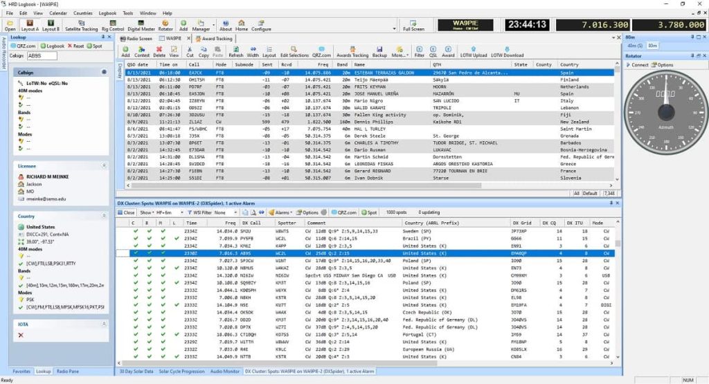 The Bandmap logging feature from Ham Radio Deluxe Software