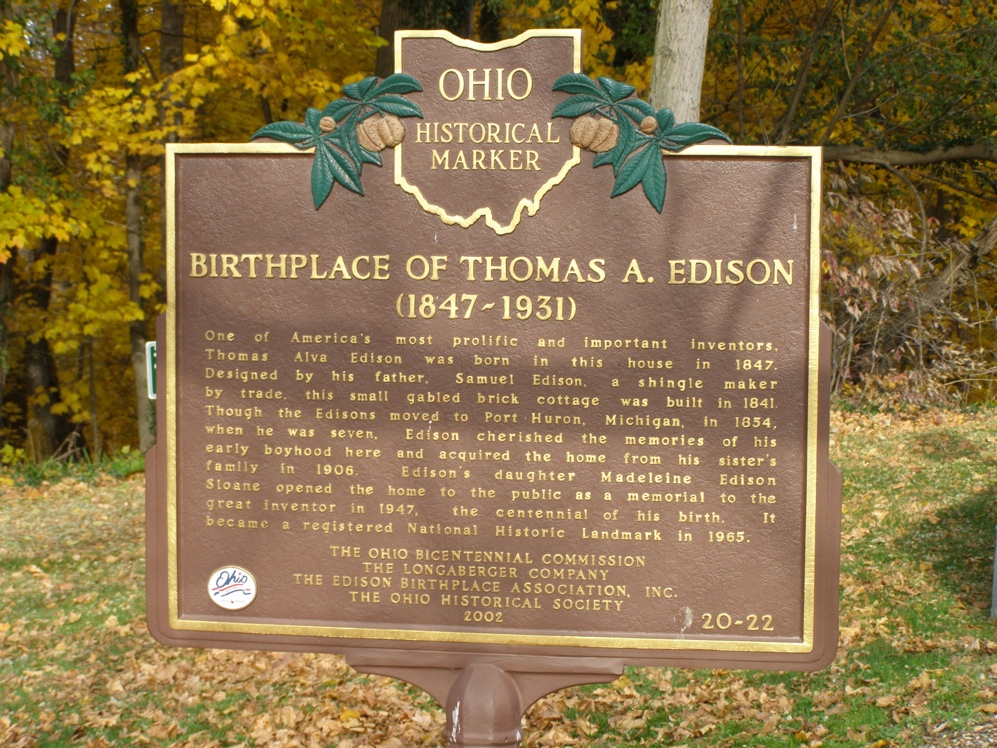 Ohio Historical Marker of Thomas Edison Birthplace