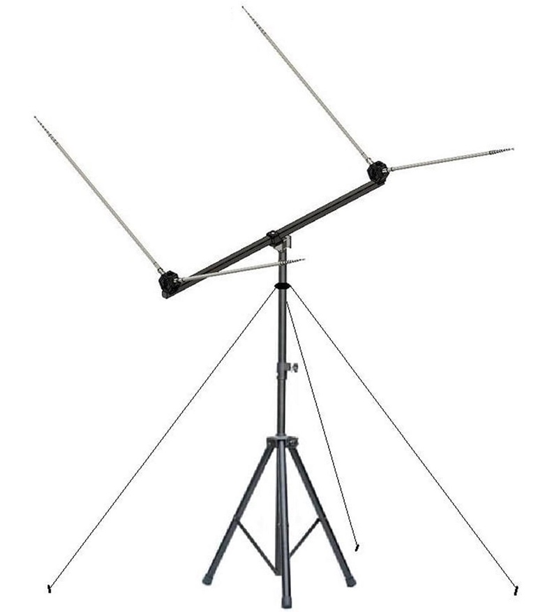 antenna mounted on a large tripod base