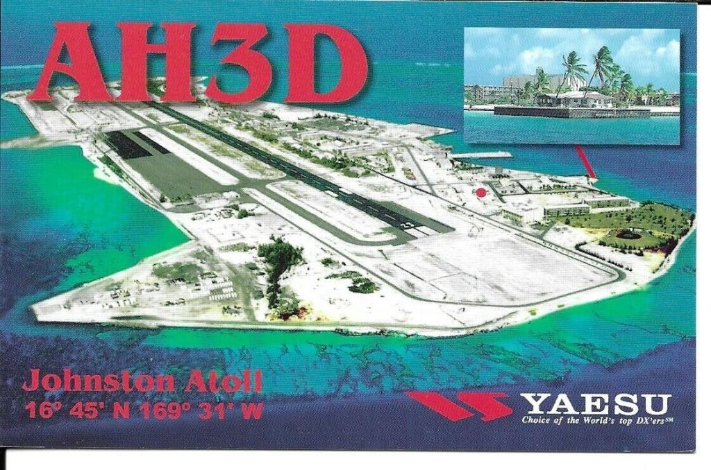 AH3D Johnston Atoll QSL Card
