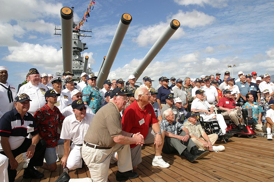men aboard Battleship Missouri on deck