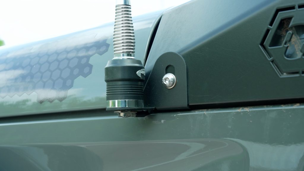 close up of a mobile radio antenna mount base