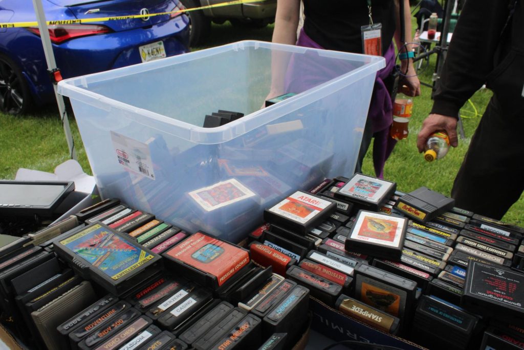 atari 2600 cartridges on display