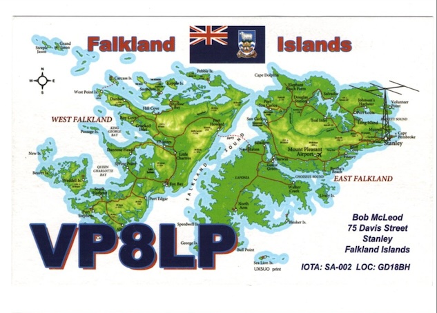 VP8LP Ham Radio QSL Card from Falkland Islands