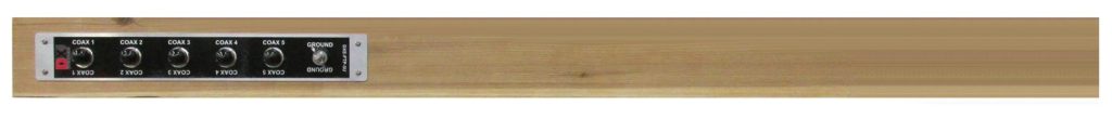 DX Engineering window cable pass-through installed in wood