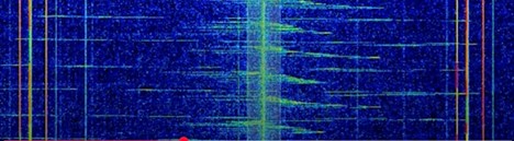 close up of a ham radio waterfall display