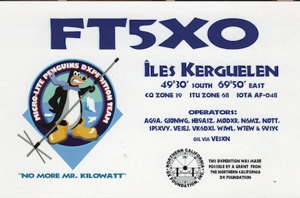 FT5XO Kerhuelen Island Ham Radio QSO Card