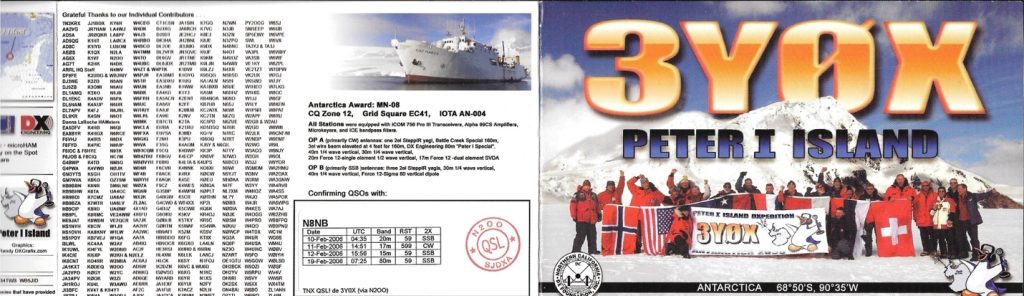 3Y0X Peter I Island Ham Radio QSL Card front/back