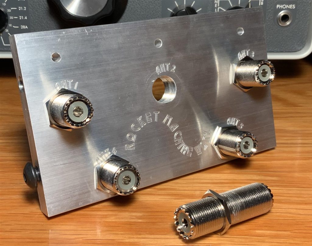 Metal RF Connector bulkhead on table