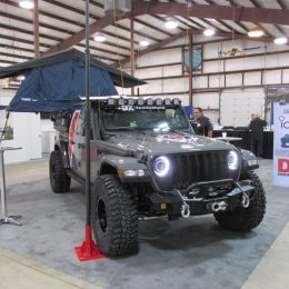 Jeep Gladiator in a trade show booth