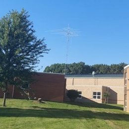 ham radio tower standing above school