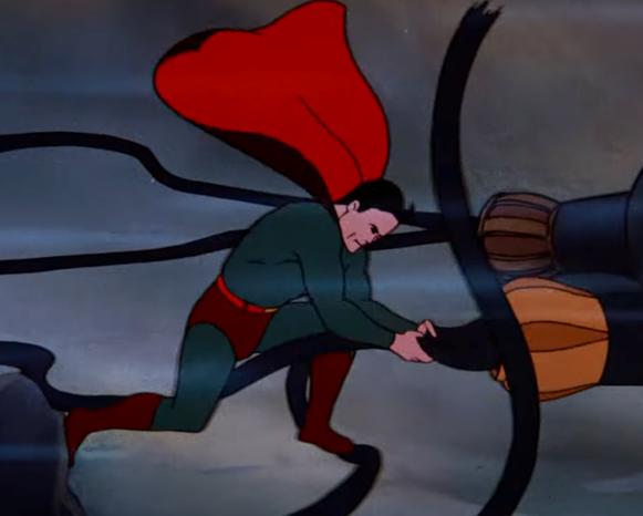 vintage video still of old superman cartoon