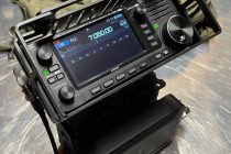 ham radio head in a portable mounting bracket