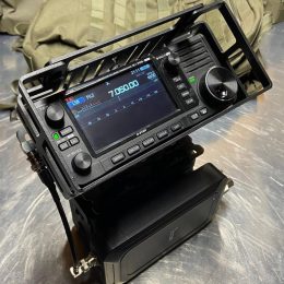 ham radio head in a portable mounting bracket