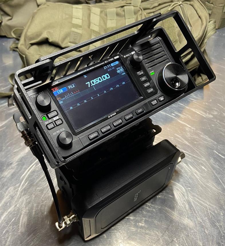 ham radio head in a portable mounting bracket