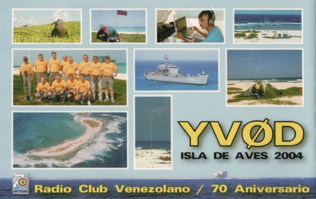 YV0D Aves Island Ham Radio QSL Card, back