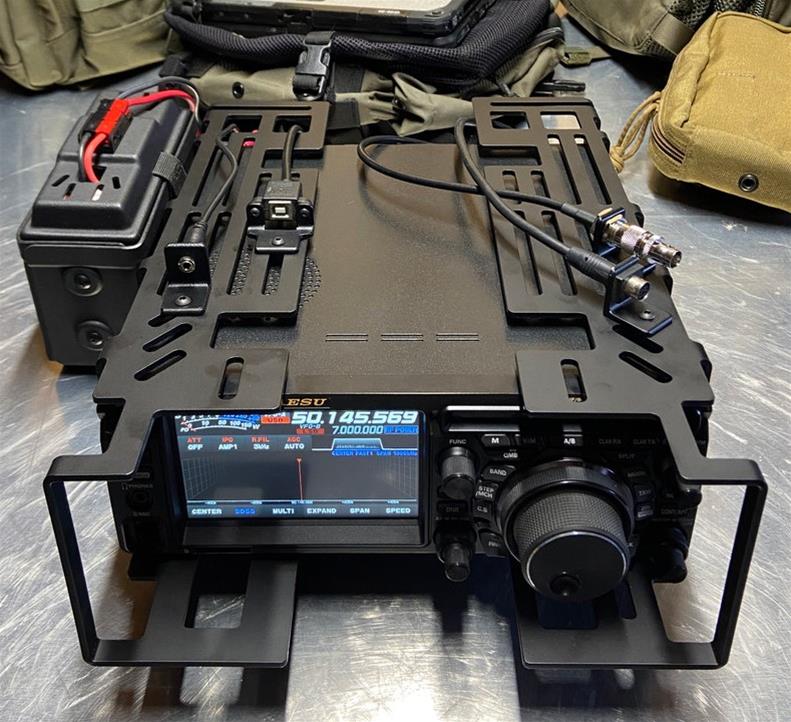 portable ham radio in a protective metal case