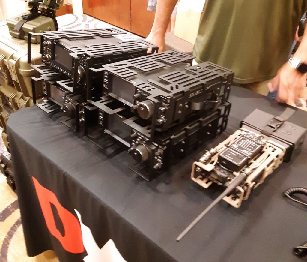 radios on display in trade show booth