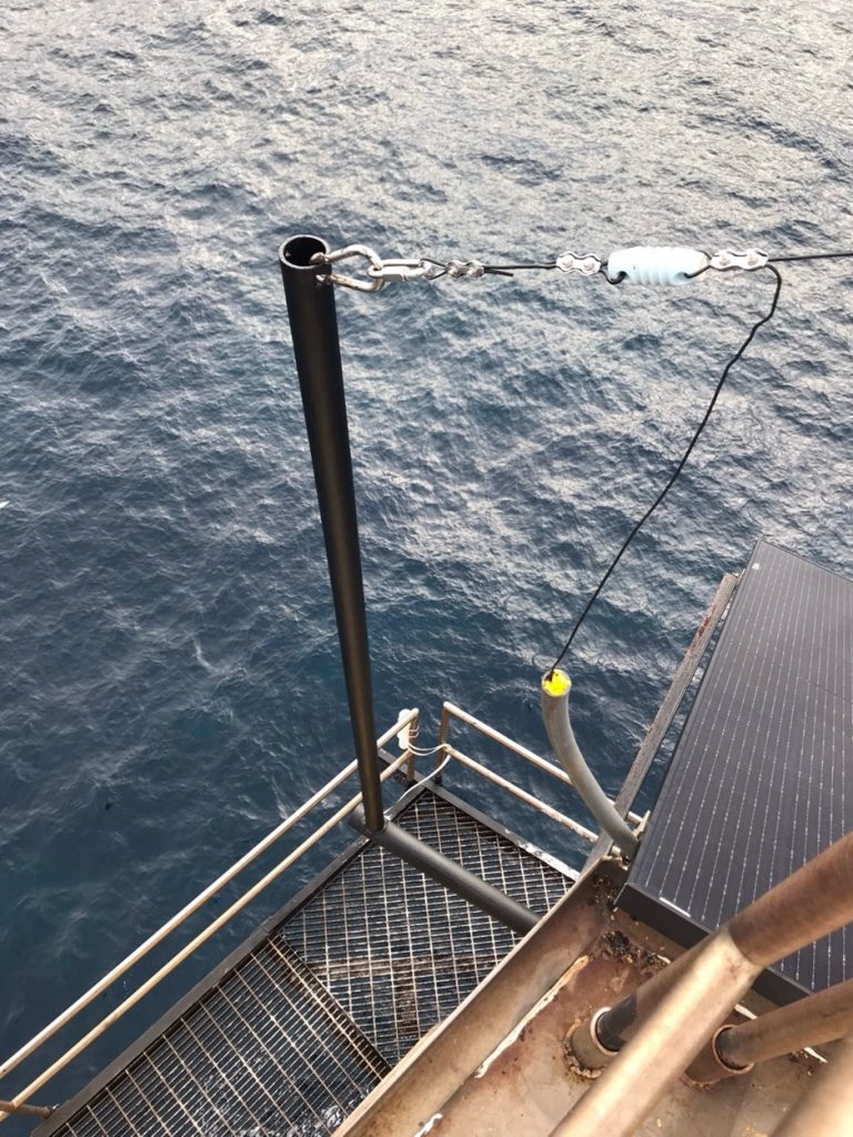 antenna mast on an offshore platform