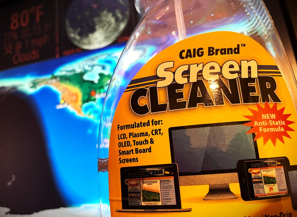 caig screen cleaner near a computer monitor