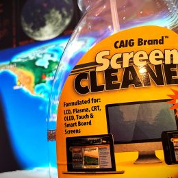 caig screen cleaner near a computer monitor