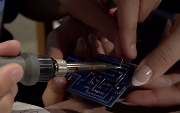 close up of soldering on a PCB