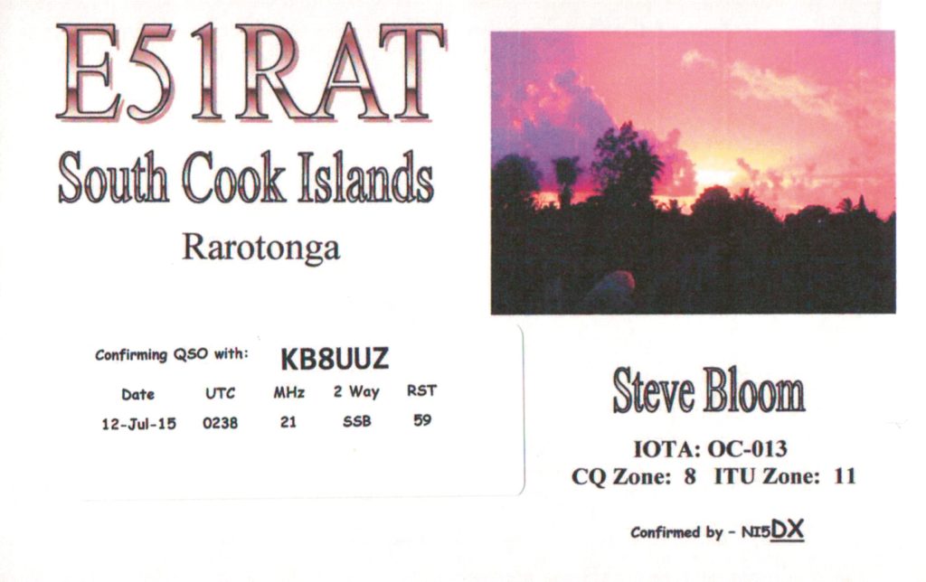 E51RAT Ham Radio QSL Card