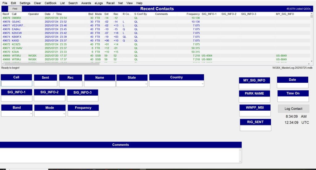 Digital ham radio logbook screengrab 4