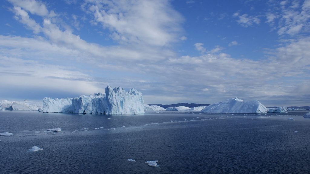 Artic seascape with icebergs