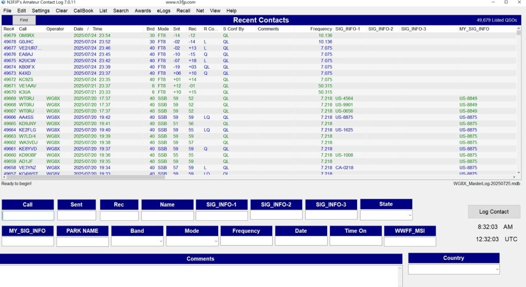 Digital ham radio logbook screengrab 5