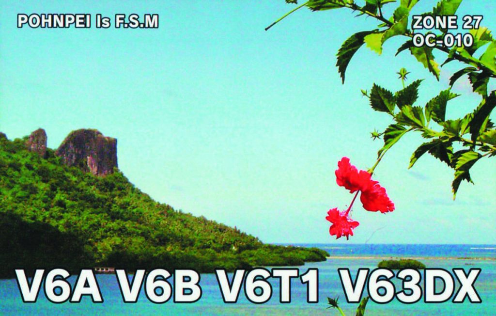 V6A Ham Radio QSL Card from Pohnpei Island