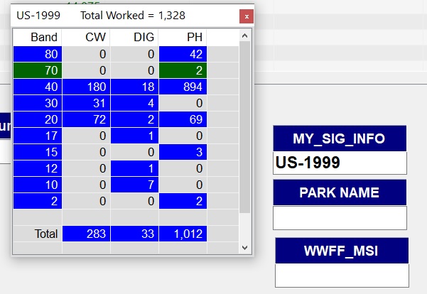 Digital ham radio logbook screengrab 1
