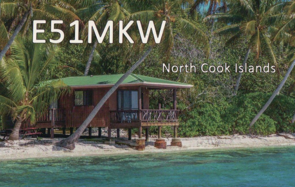 E51MKW Ham Radio QSL Card from North Cook Islands