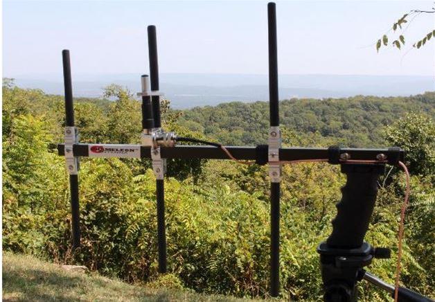 sideways portable yagi on a hilltop