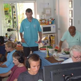 ham radio operators working in a multi-op station