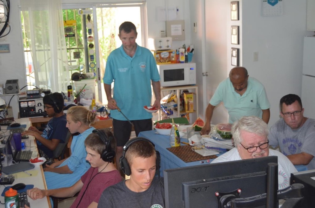 ham radio operators working in a multi-op station