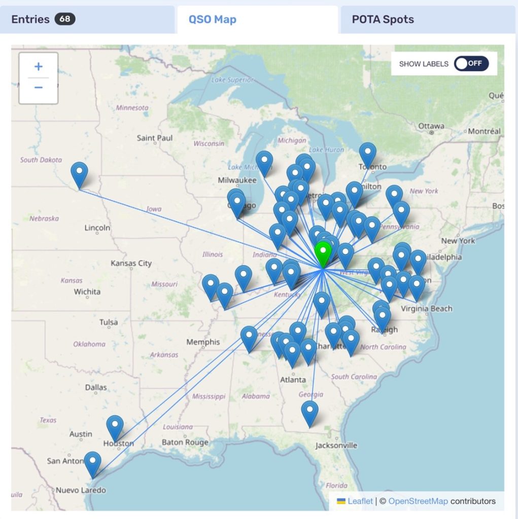 ham radio qso map screenshot