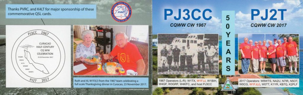 PJ3CC Ham Radio QSL Card from Curasao front/back