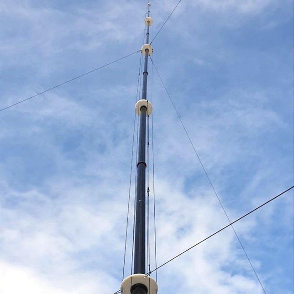 antenna mast with guy rings installed