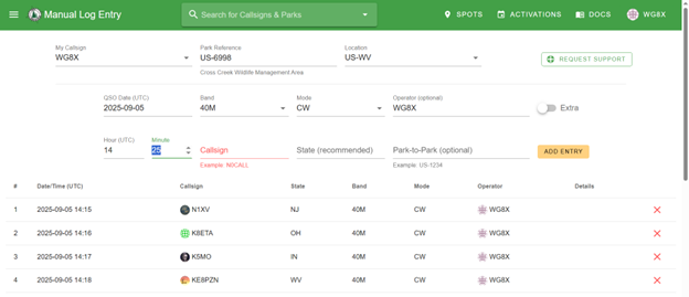 pota logbook screenshot 2