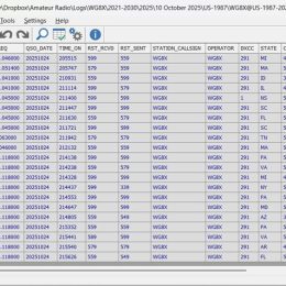 digital ham radio logbook screengrab