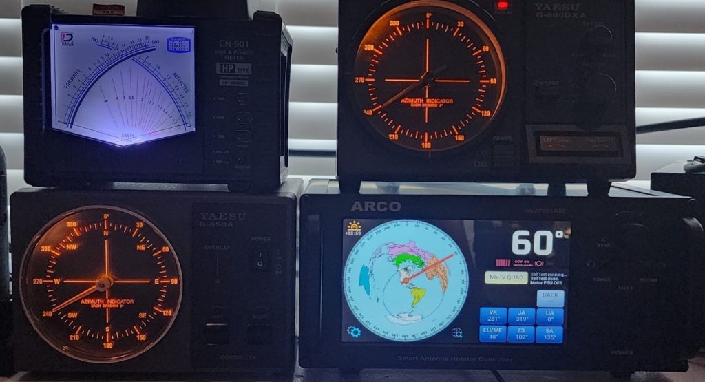 ham radio rotator controllers in a shack