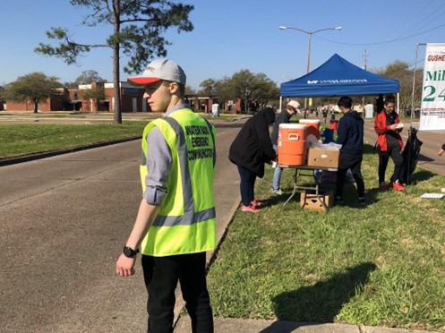 ham radio operator assisting during a marathon race